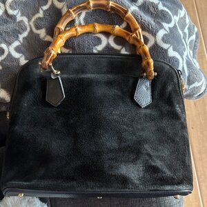 Gucci Black Suede with Bamboo Handles